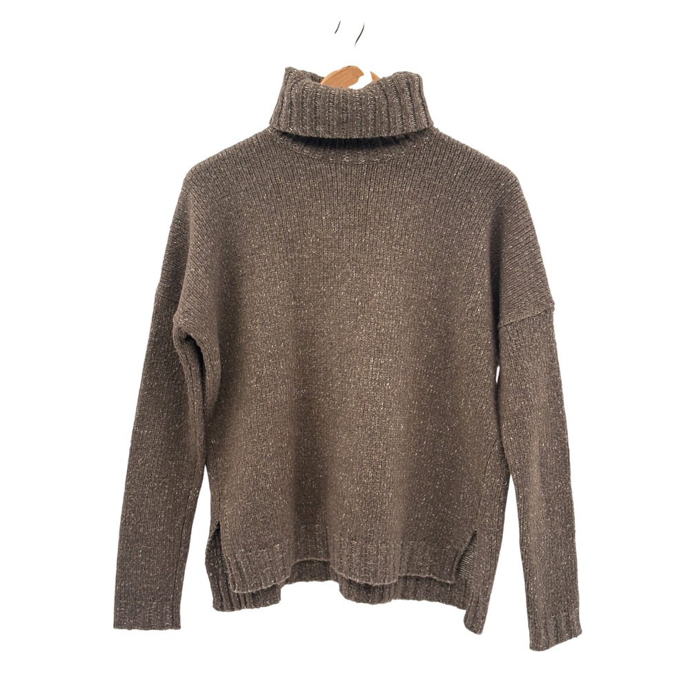 Vince Sweater Turtleneck Chunky Boxy Women Small Brown Minimalist Wool Cashmere